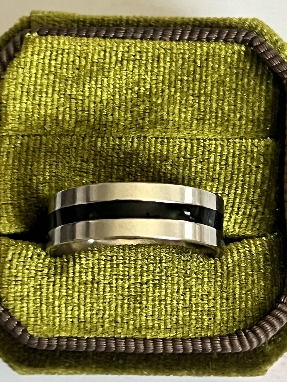 Classic/Sleek Design Stainless Steel Silver/Black 6mm Unisex Band Size 9